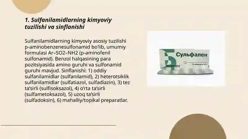 Sulfanilamid preparatlar farmogologiyasi 3