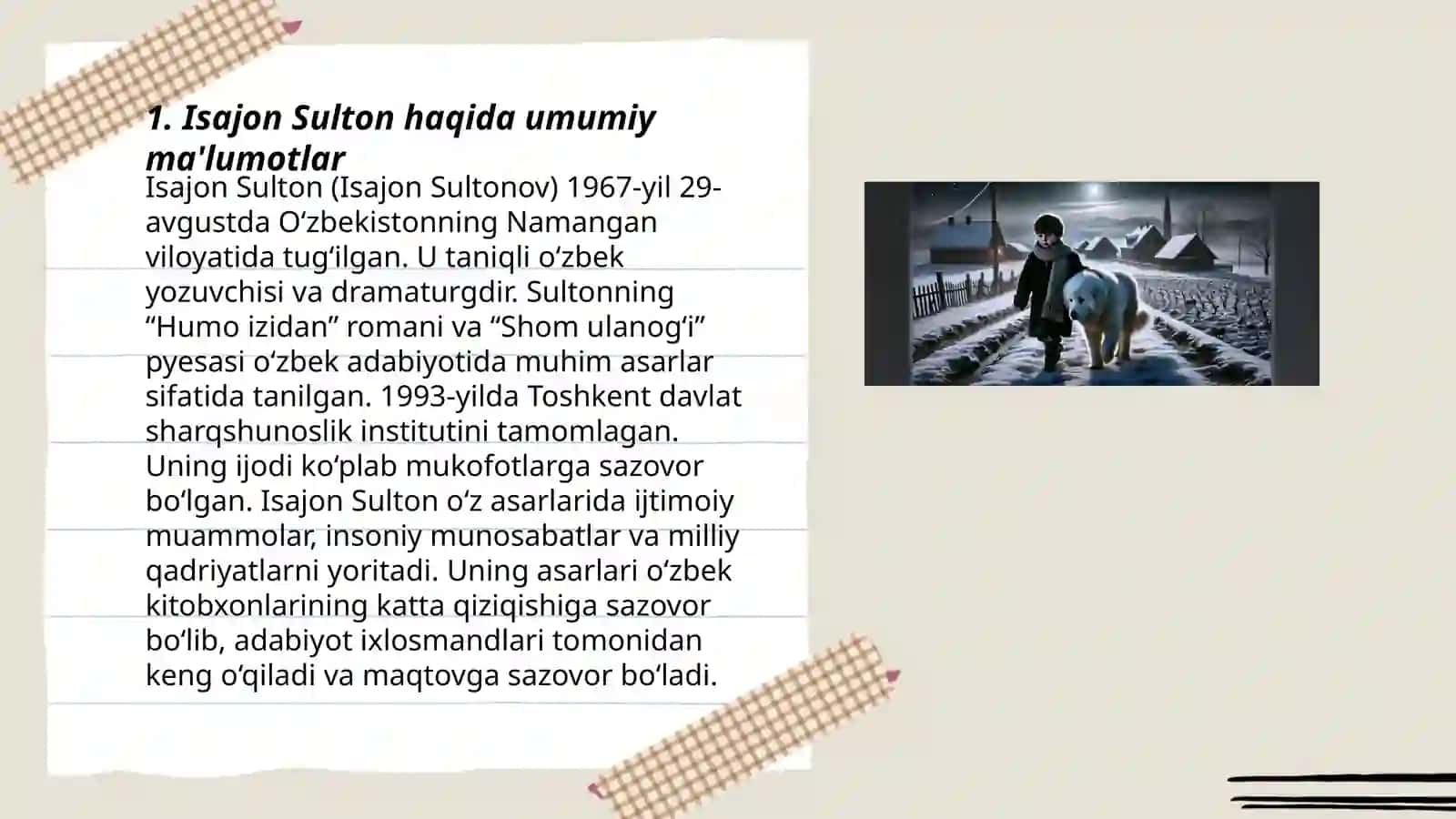 Isajon Sulton haqida umumiy ma'lumotlar 3