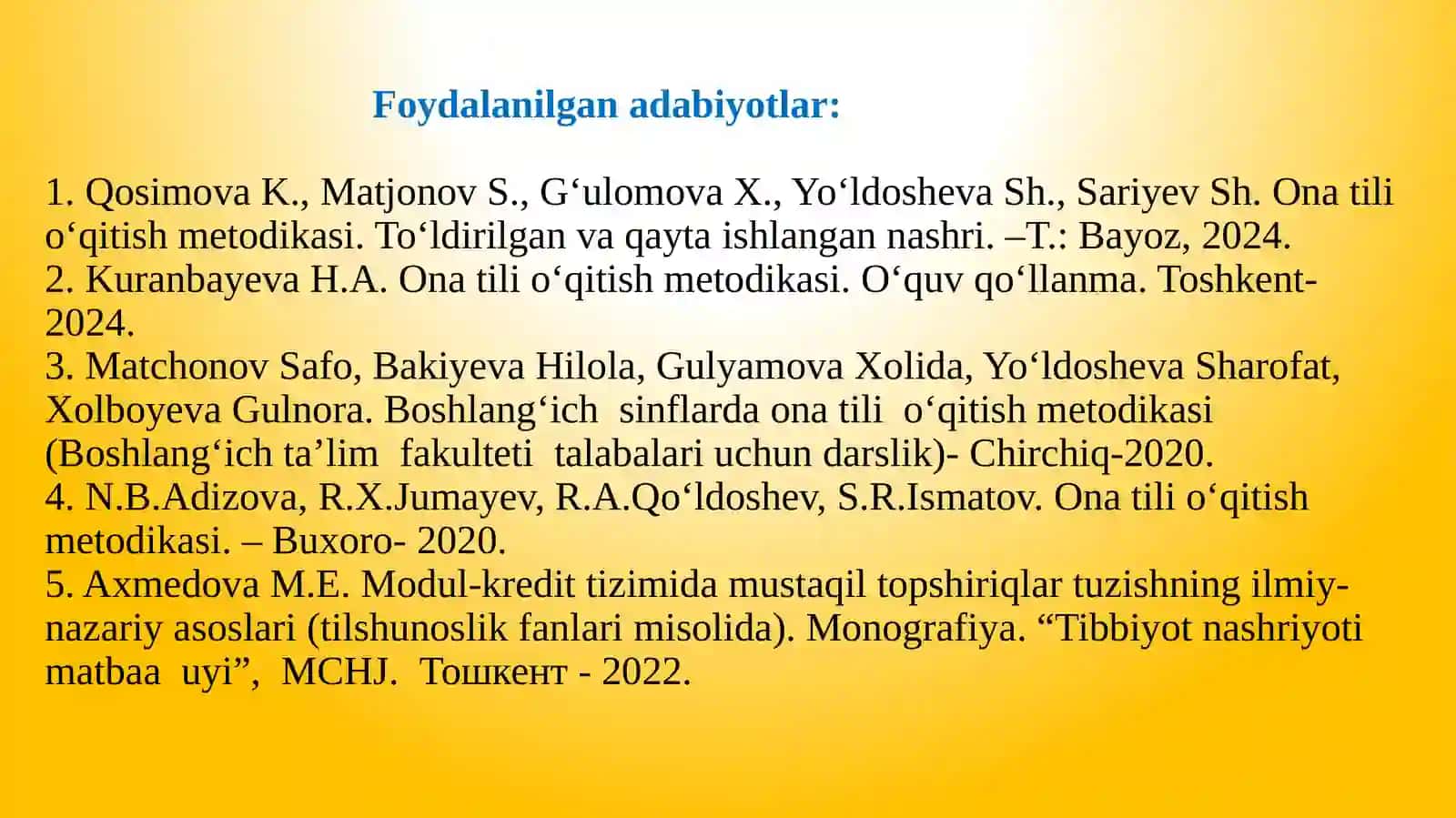 Ona tili o‘qitish metodikasi 2 3