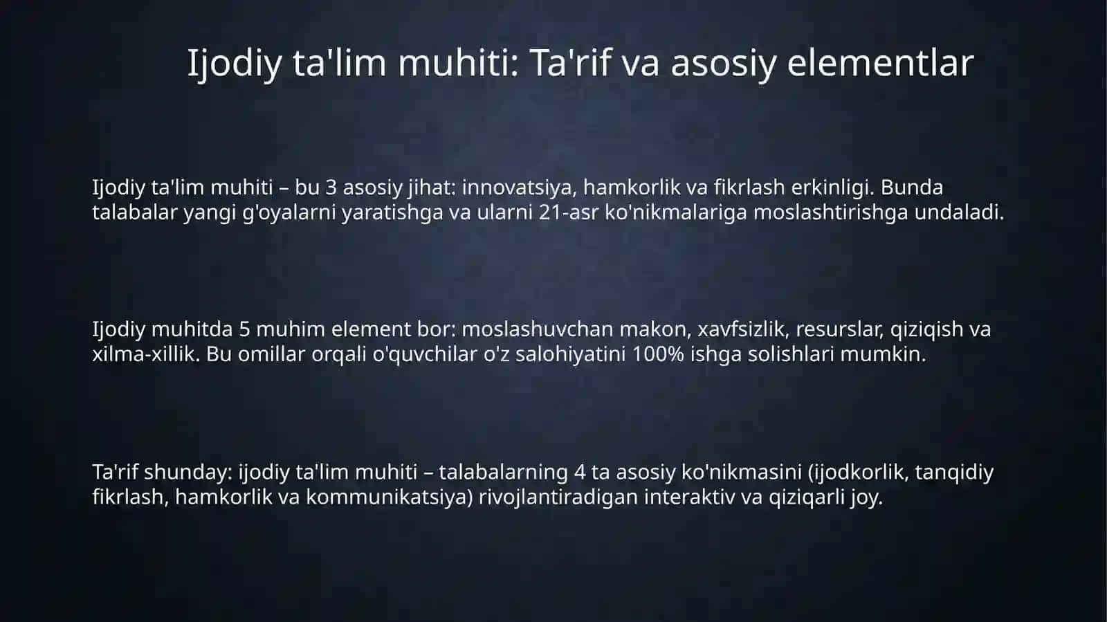 Kreativ ta’lim muhiti 3