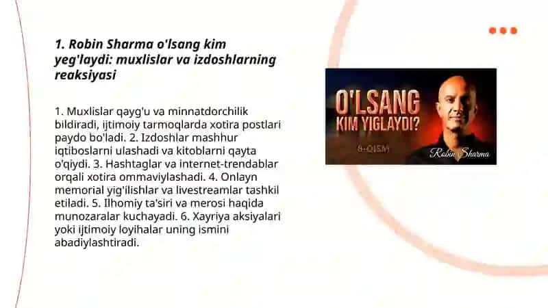 Robin Sharma o'lsang kim yeg'laydi 3