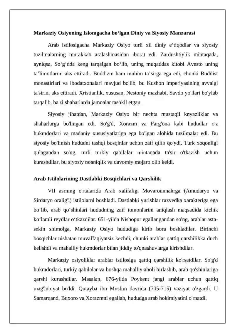 Islomning Markaziy Osiyoga kirib kelishi 3