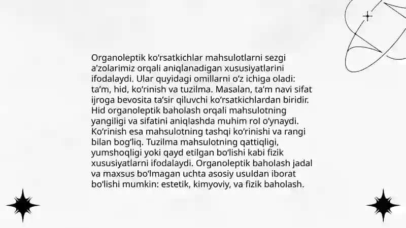 Oziq ovqat mahsulotlarining sifat koʻrsatkichlarini aniqlash 3