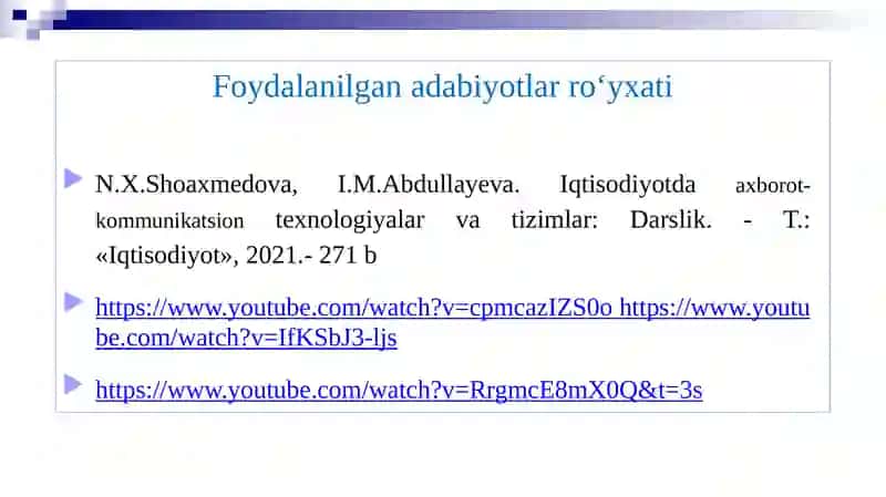 MA’RUZAALGORITMLASHTIRISH VA DASTURLASH ASOSLARI 3