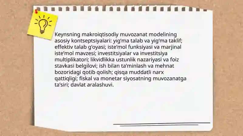 Keynsning makroiqtisodiy muvozanat modeli 3