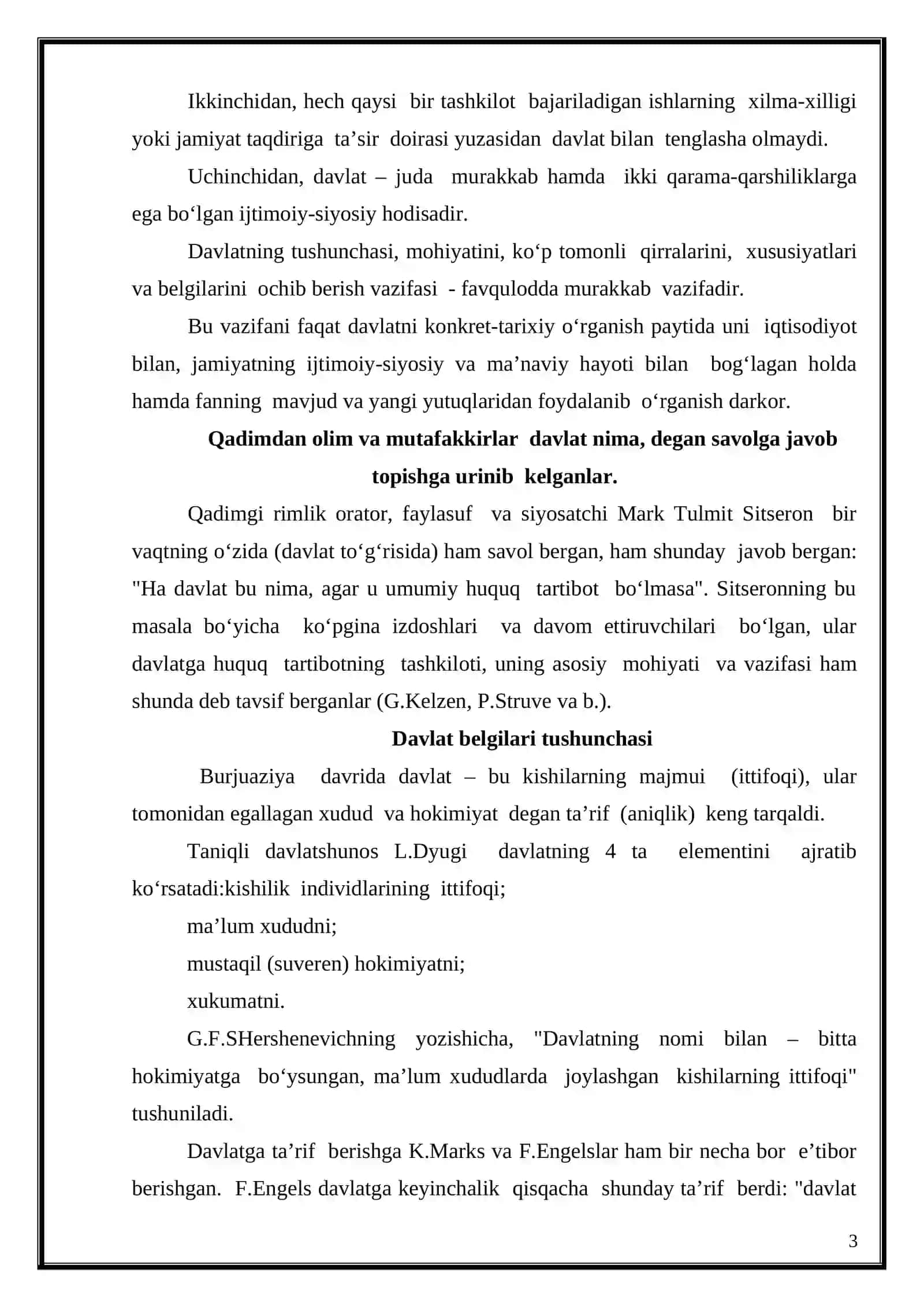 “DAVLAT BELGILARI ” MAVZUSIDAGI KURS ISHI 3