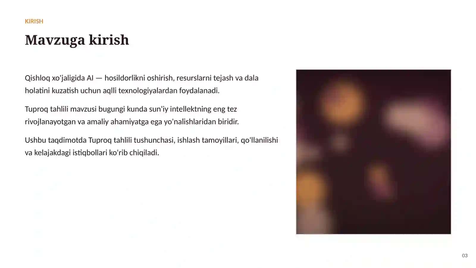 SUN'IY INTELLEKT • AI QISHLOQ XO'JALIGIDA 3