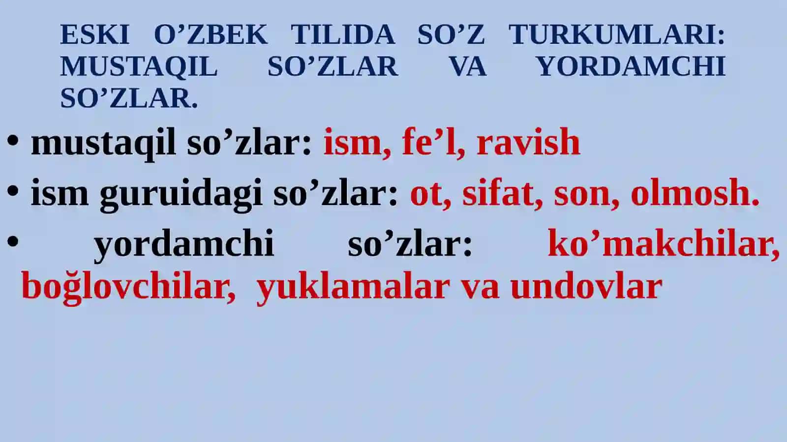TARIXIY MORFOLOGIYА. OT SO’Z TURKUMI 3
