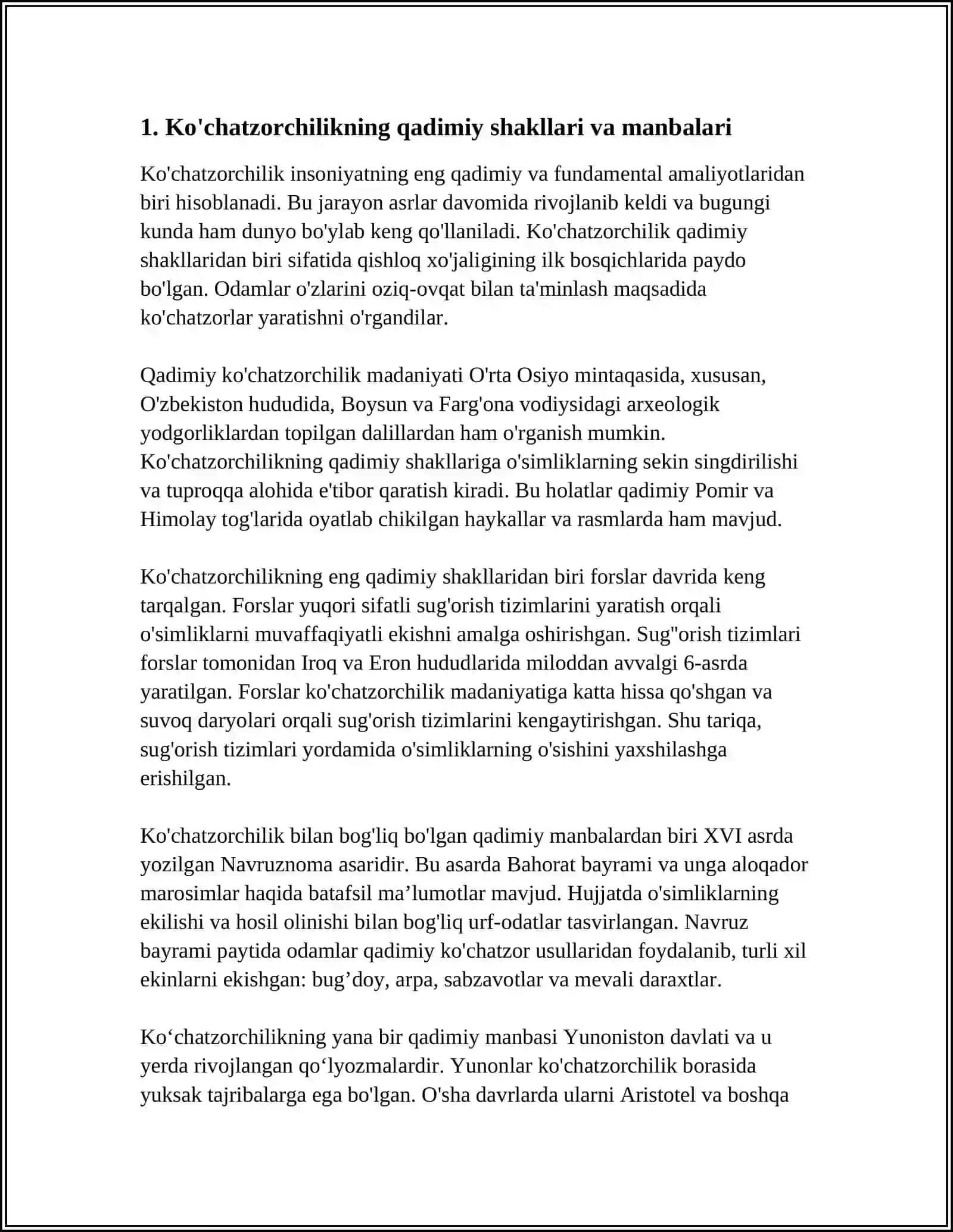 KO'CHATZORCHILIKNING TARIXI VA RIVOJLANISHI 3