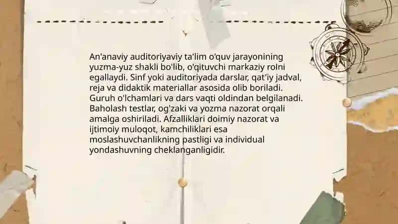 Ta'limni tashkil etish turlari va shakllari 3