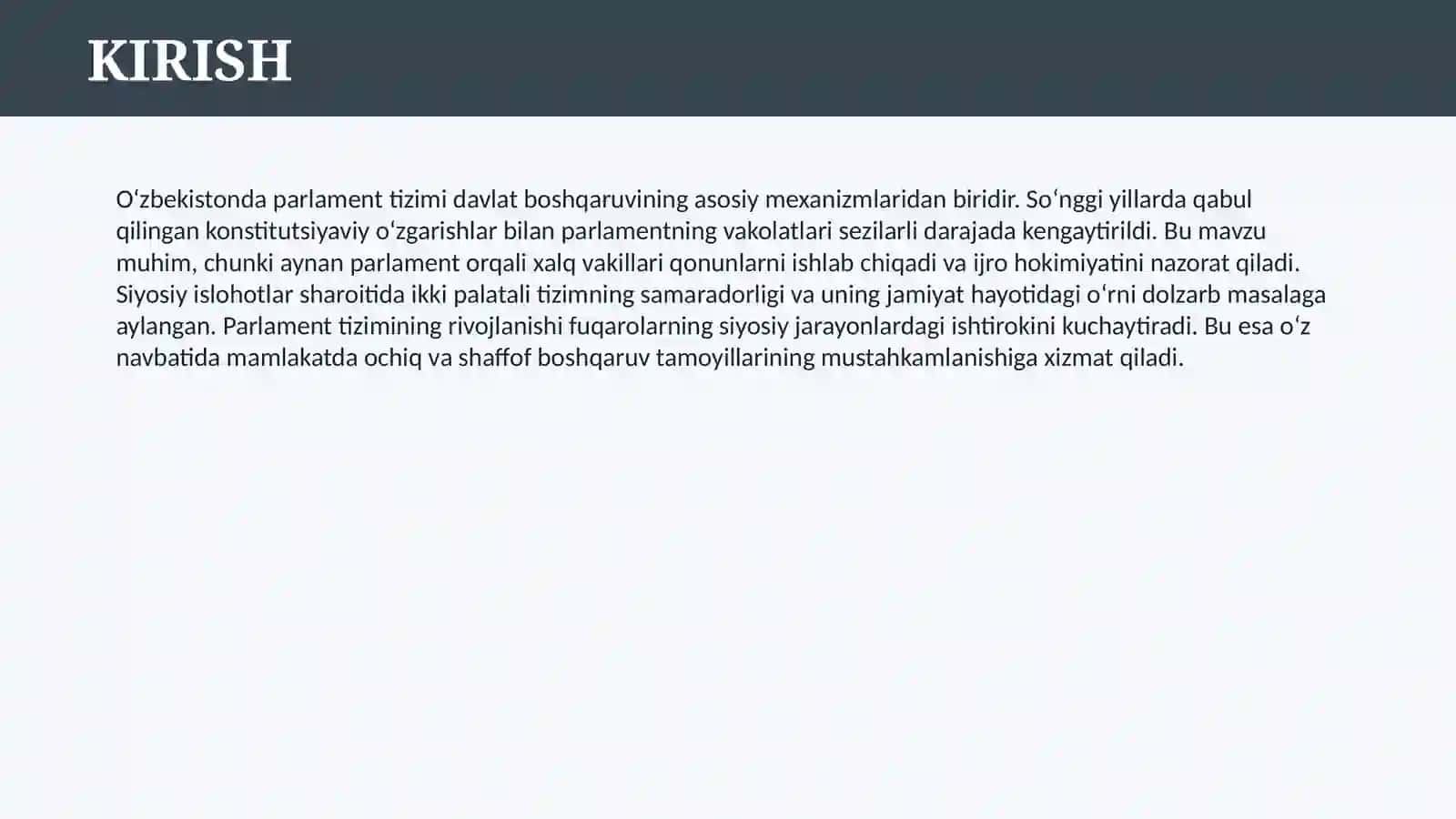 O‘ZBEKISTONDA PARLAMENT TIZIMI 3