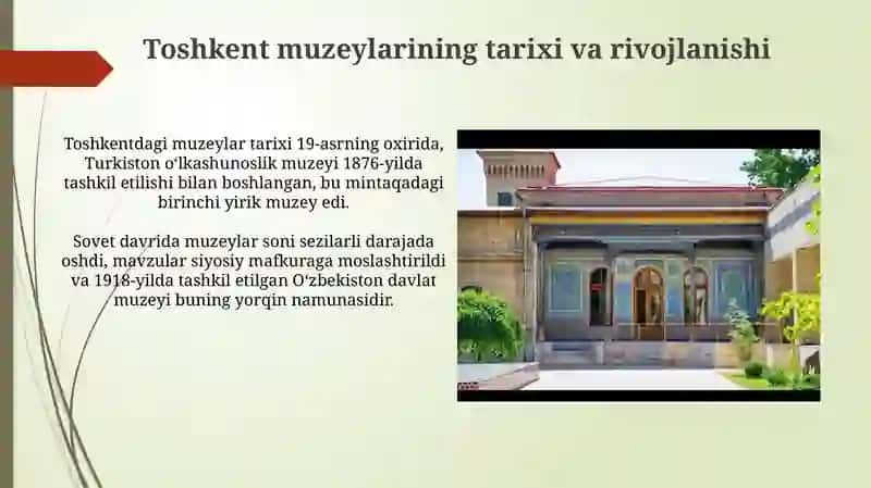 Toshkent muzeylarining tarixi va rivojlanishi 3