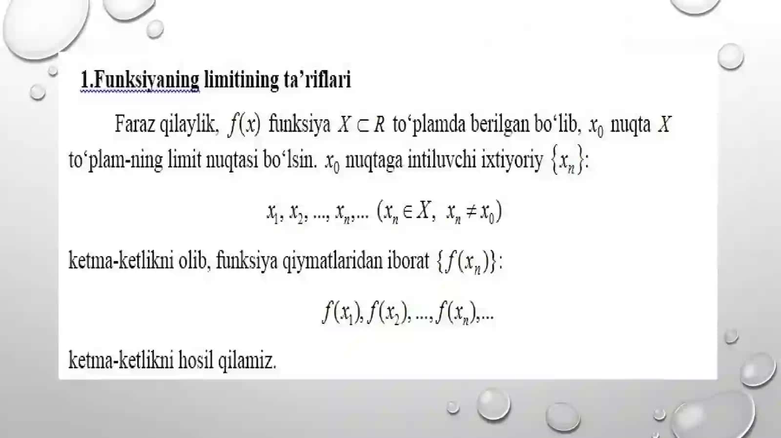 FUNKSIYANING LIMITI VA UNING XOSSALARI 3