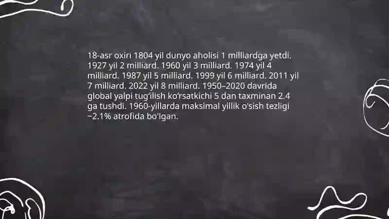 Dunyo aholi dinamikasi va istiqboldagi sonini prognozlash 3