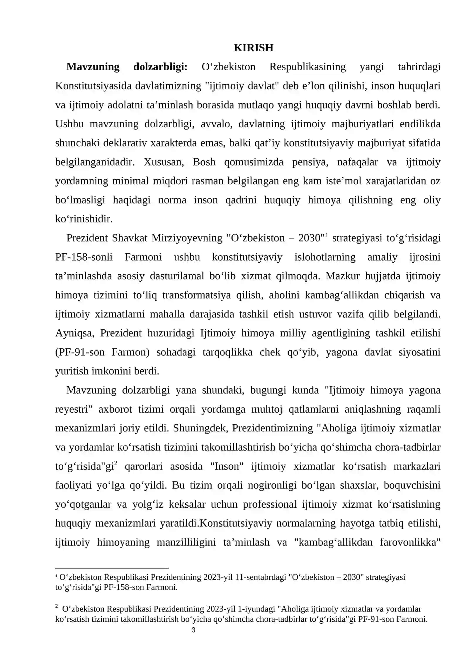 Konstitutsiyada ijtimoiy himoya masalalari kurs ishi 3