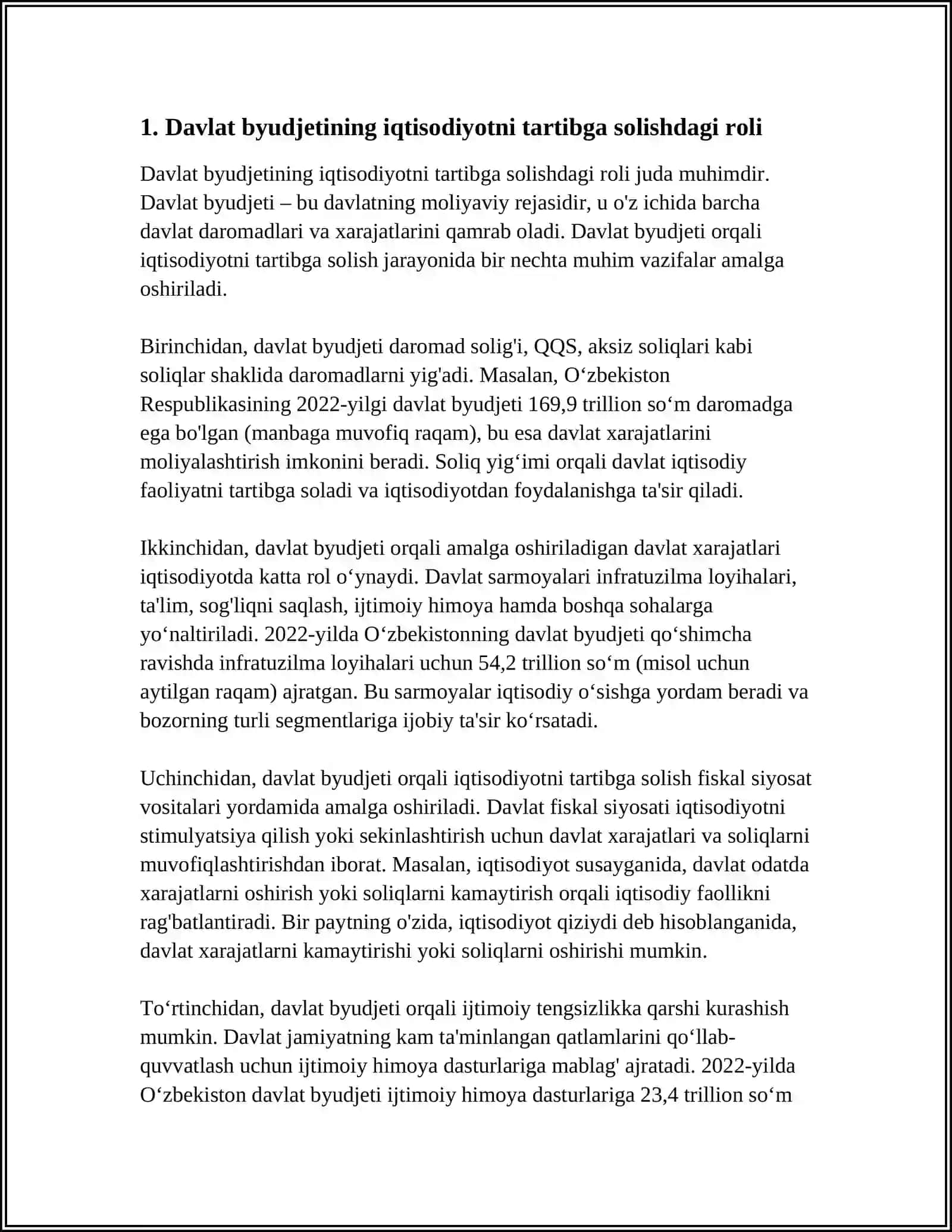 DAVLAT TOMONIDAN IQTISODIYOTNI TARTIBGA SILISHDA DAVLAT BYUDJETINING AHAMIYATINI ORTISHI 3