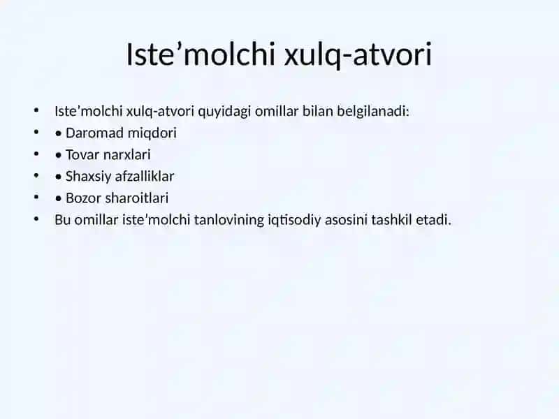 Iste’molchilar tanlovi nazariyasi 3