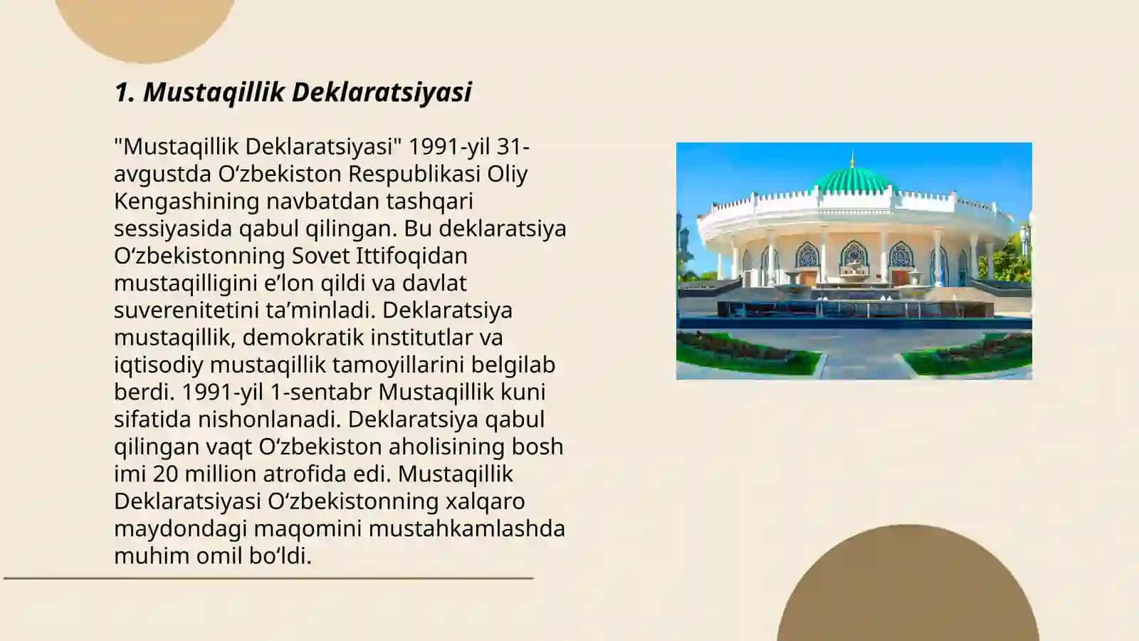 Mustaqil Oʻzbekiston Respublikasining tashkil topishi va uning tarixi 3