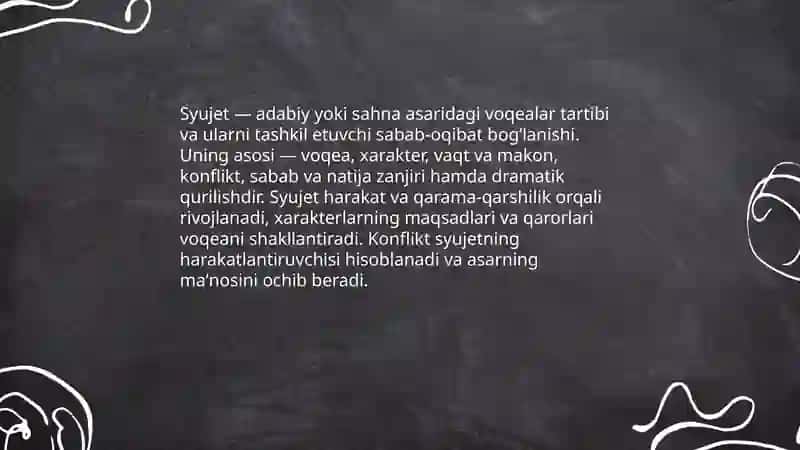 Syujet va uning turlari.Konflikt 3