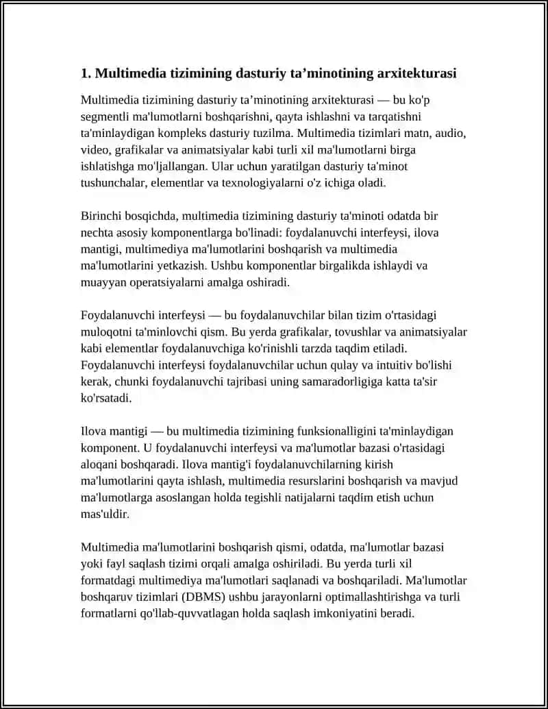 MULTIMEDIA TIZIMINING DASTURIY TA’MINOTI 3
