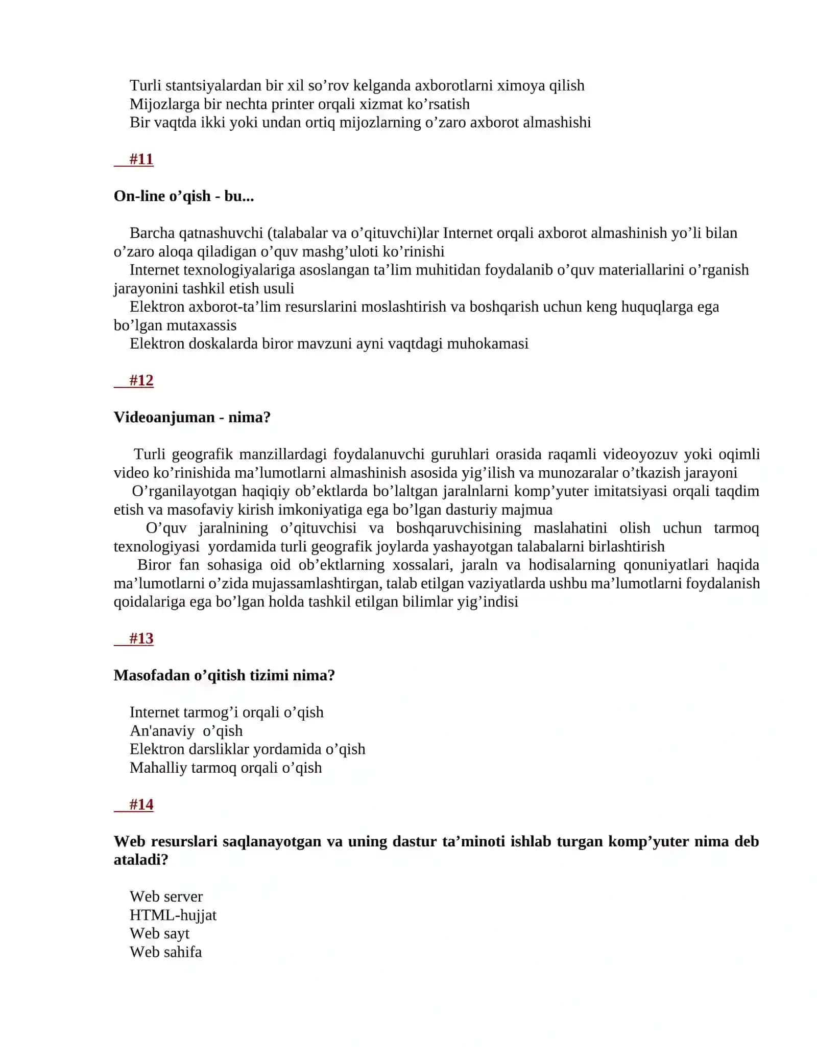 Axborot texnologiyalar fanidan testlar 3