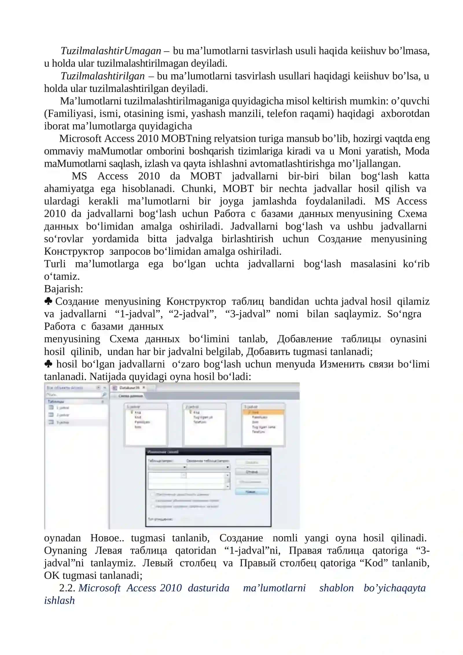 Microsoft Access Ma'lumotlar Bazasini Yaratish 3
