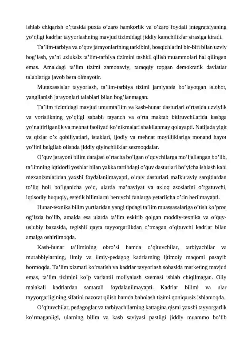 Kadrlar tayyorlash milliy dasturida ilm-fan va ishlab chiqarishning integratsiyalashuvi 3