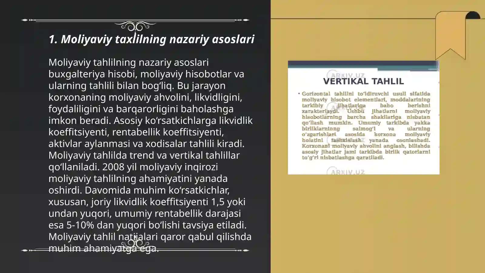 Moliyaviy taxlil fanining metodi 3