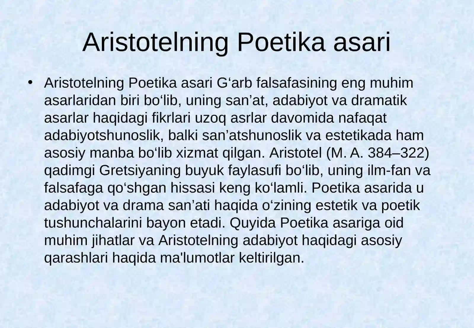 Aristotelning “Poetika” asari va so‘z san’ati 3