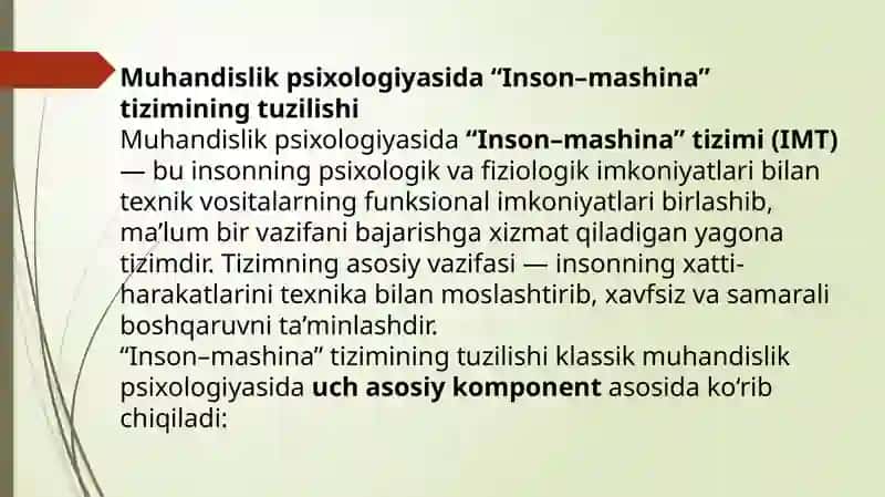 Inson-mashina tizimining tuzilishi 3