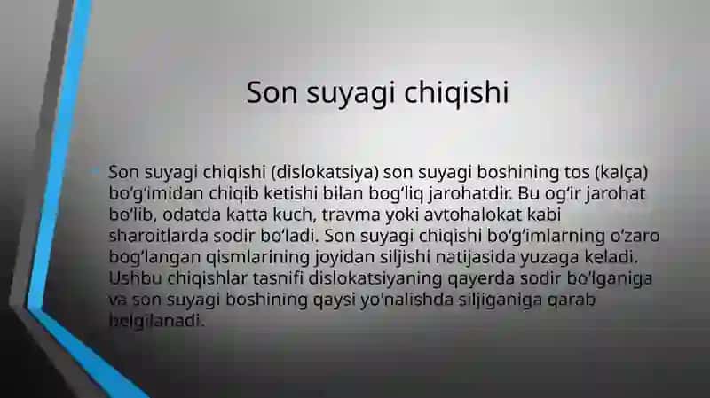 Son suyagi chiqishi. sinishi jaroxatlari 3