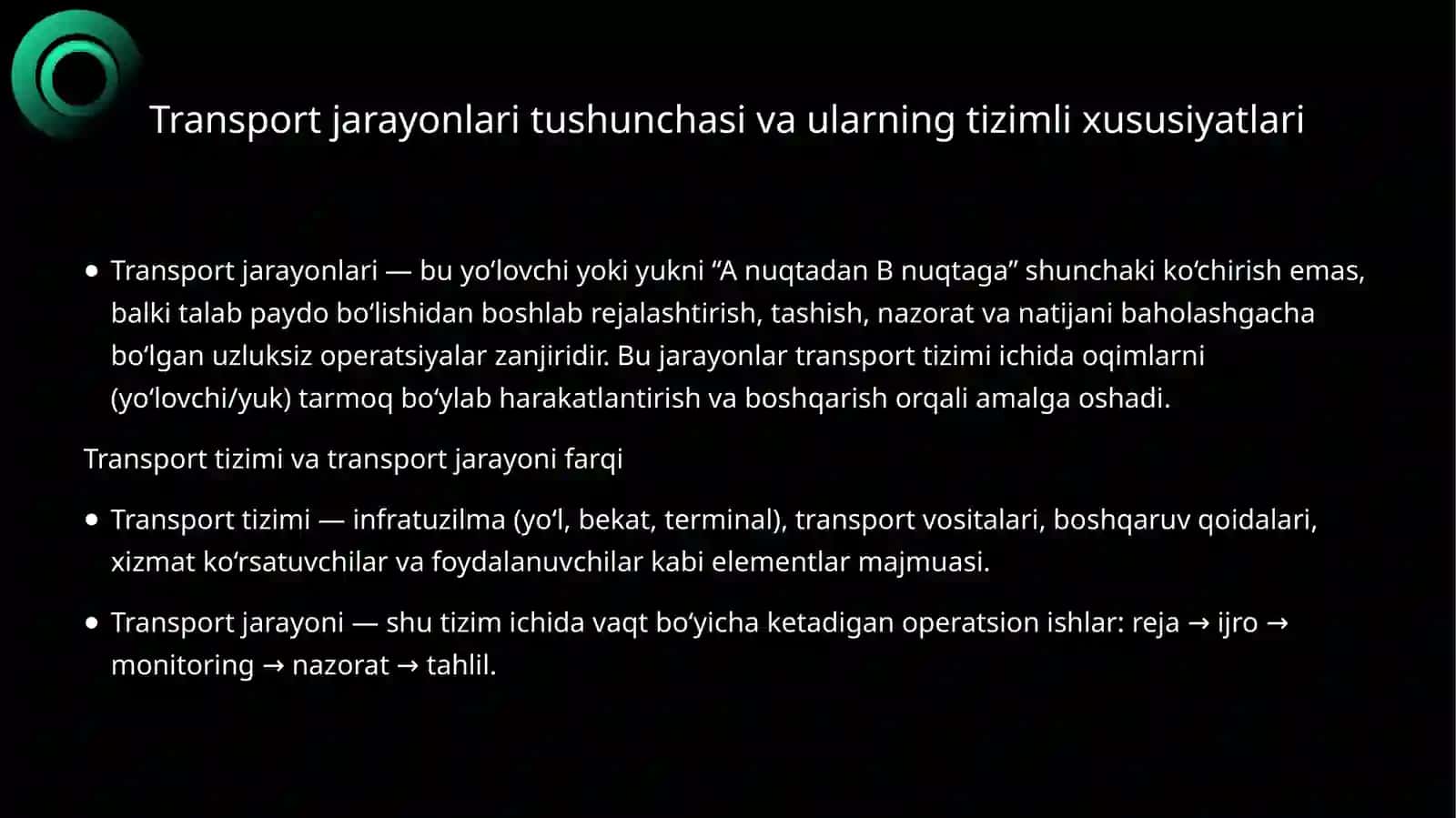 Transport jarayonlarini optimal boshqarish 3