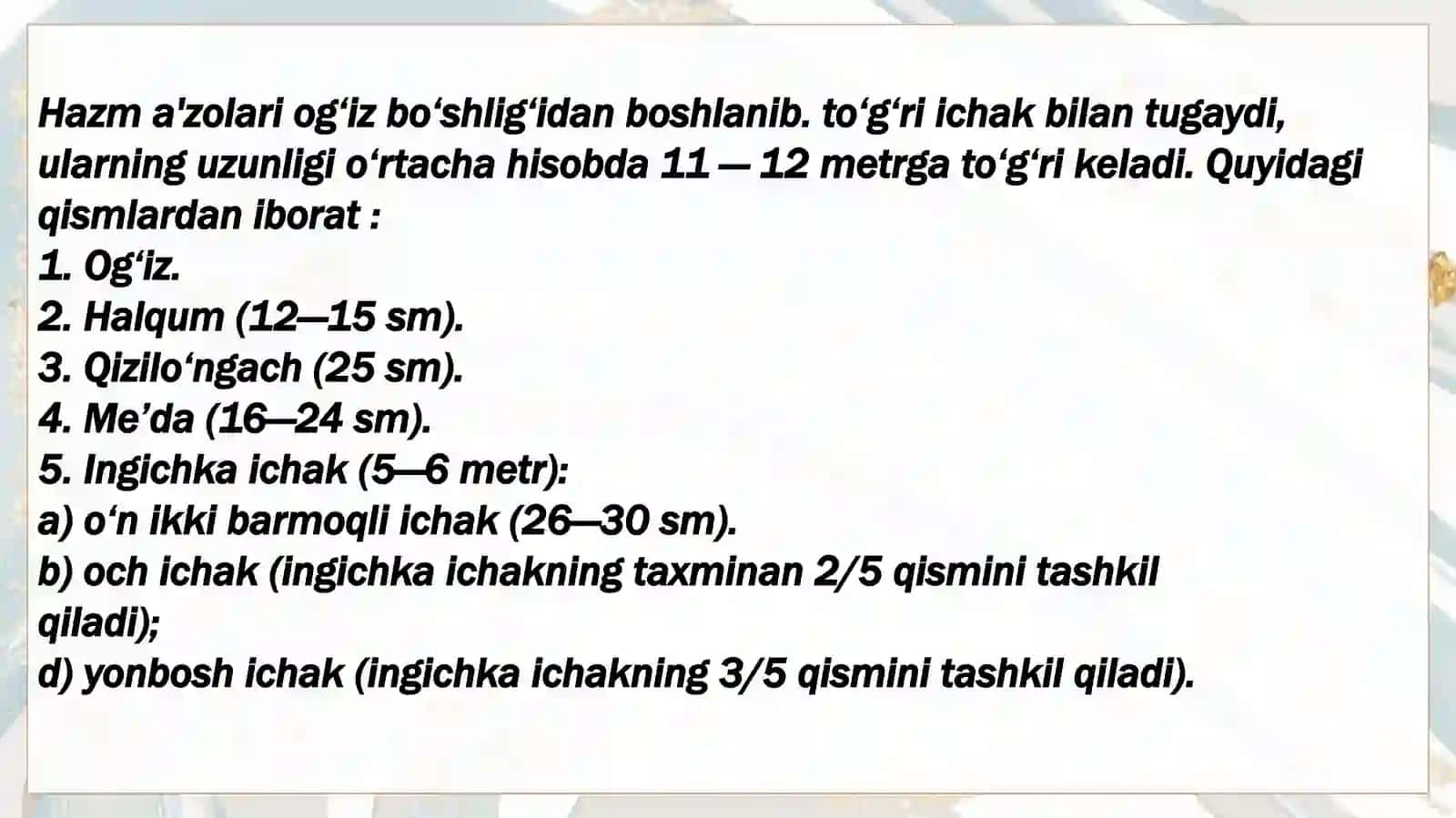 OVQAT HAZM QILISH A'ZOLARI KASALLIKLARI 3