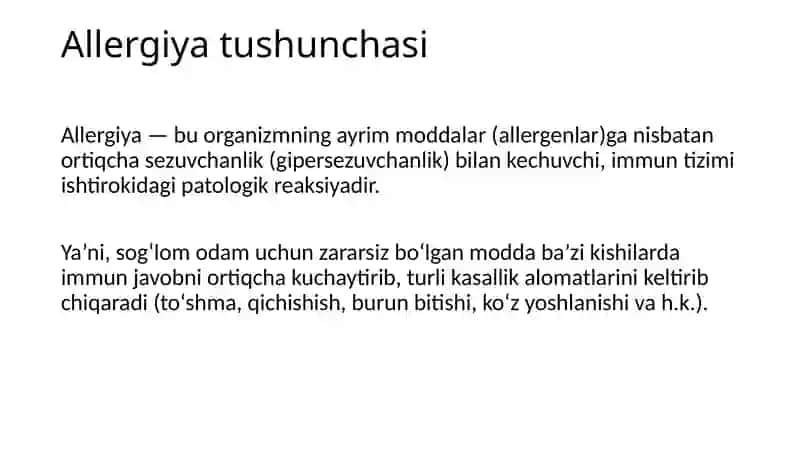"Allergiyaga qarshi vositalar" 3