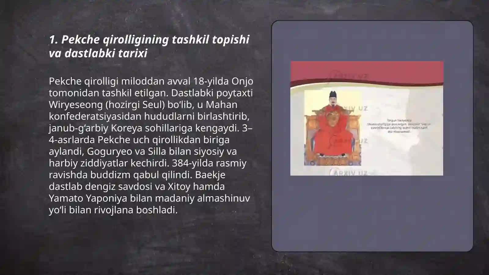 Kareya òrta asirlarda Pekche qirolligi 3