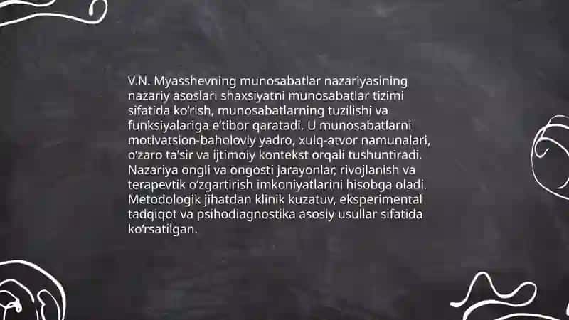 V.N.Myasshevning munosabatlar nazariyasi 3
