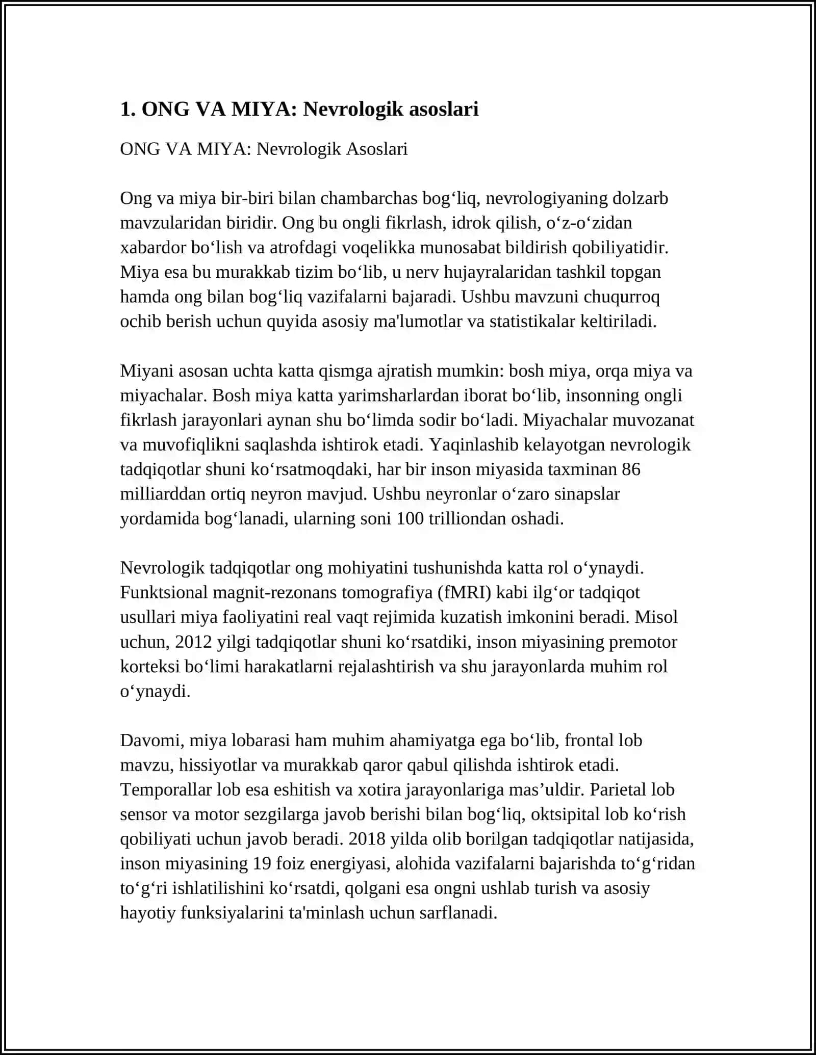ONG VA MIYA: Nevrologik Asoslari 3