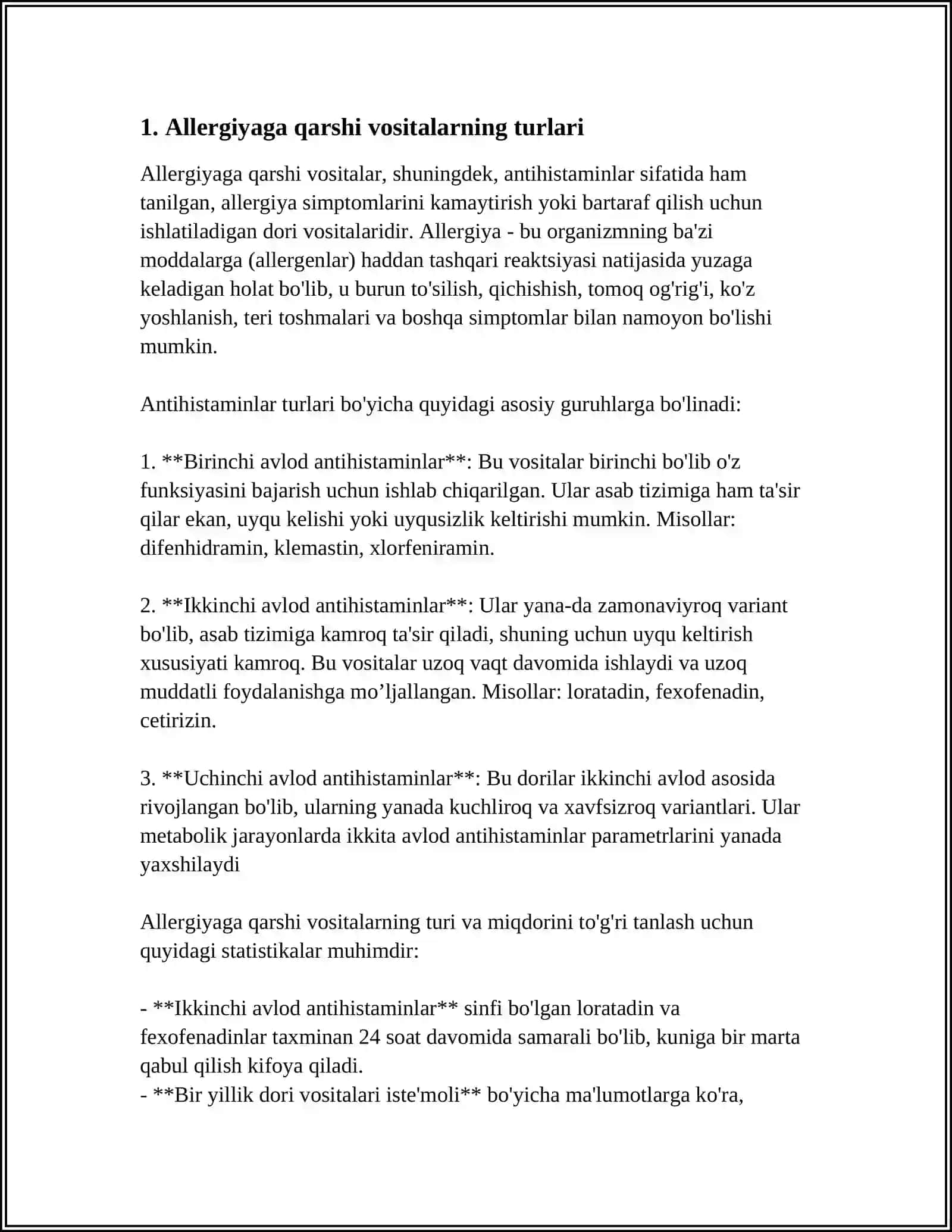 ALLERGIYAGA QARSHI VOSITALAR. VITAMINLAR 3