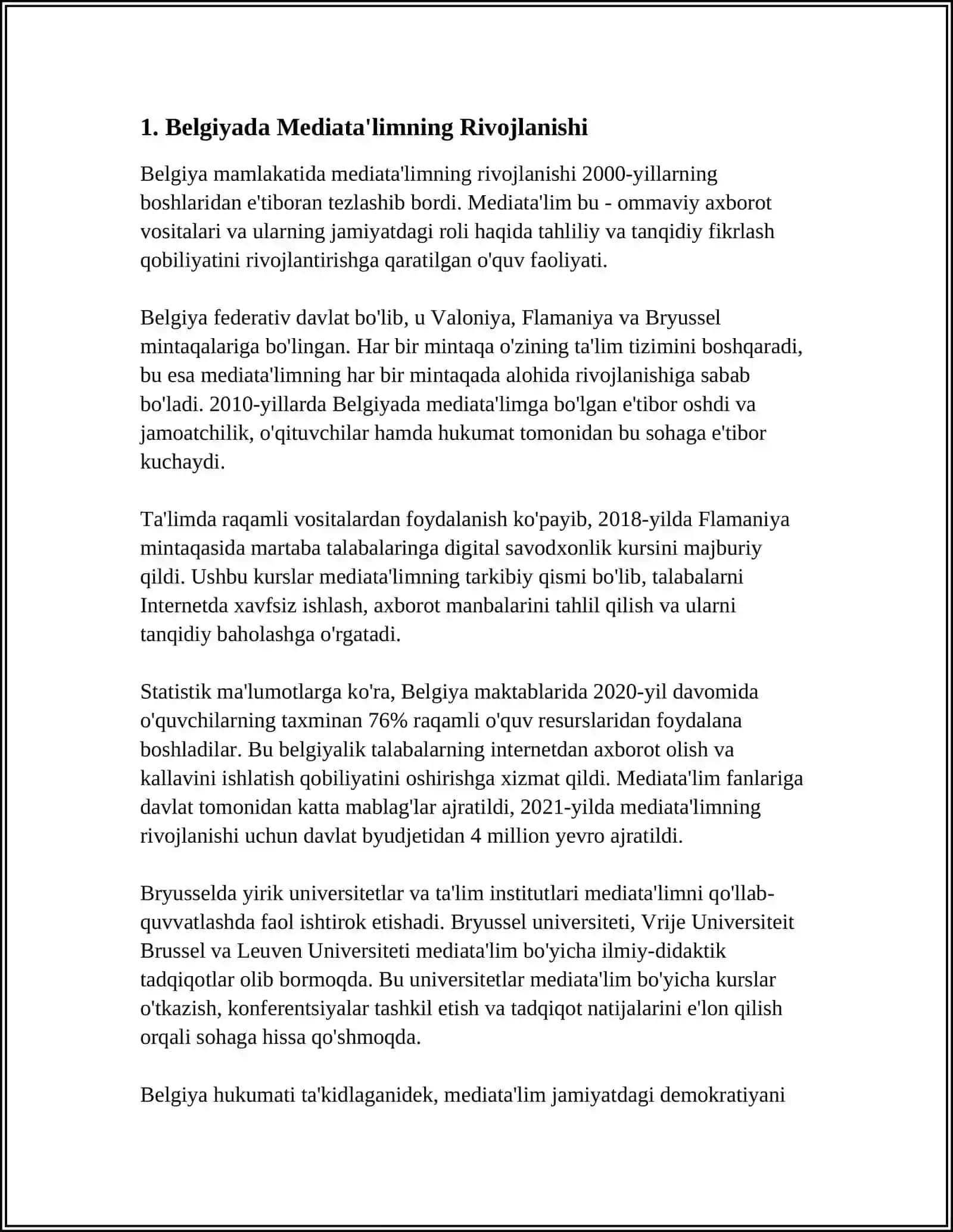 BELGIYADA MEDIATA'LIMNING RIVOJLANISHI 3