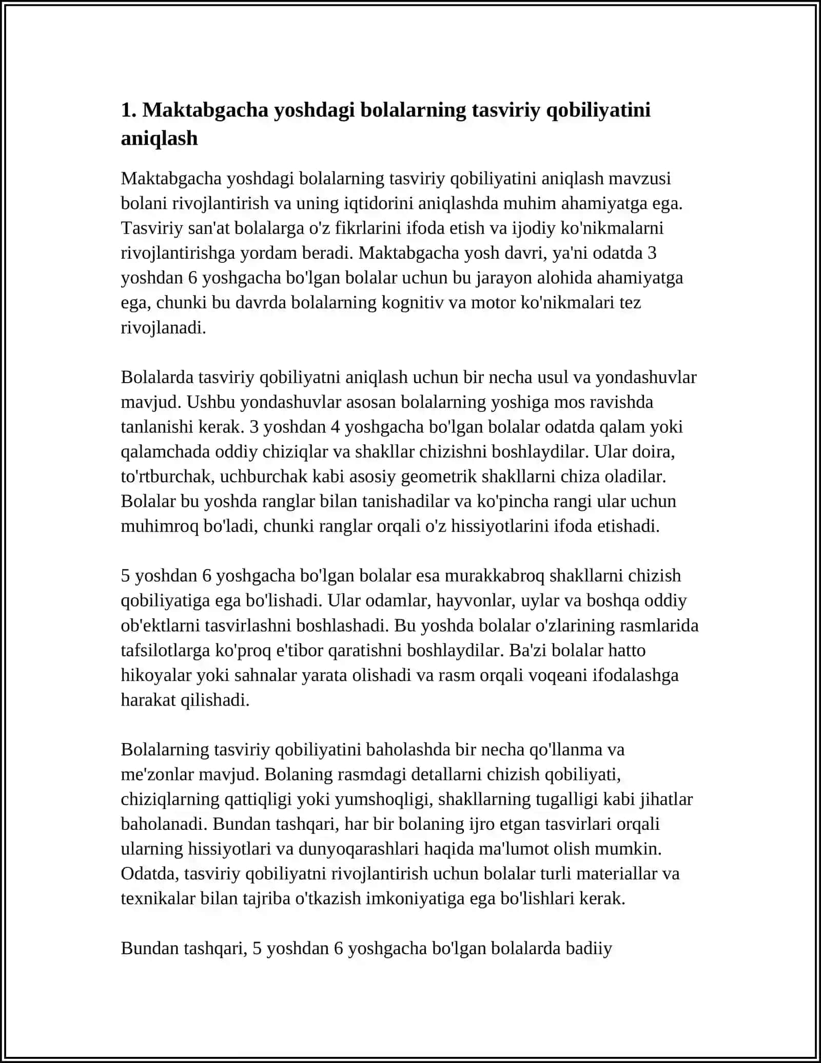 MAKTABGACHA YOSHDAGI BOLALARNI TASVIRIY QOBILYATI VA IJODKORLIGINI RIVOJLANTIRISH 3