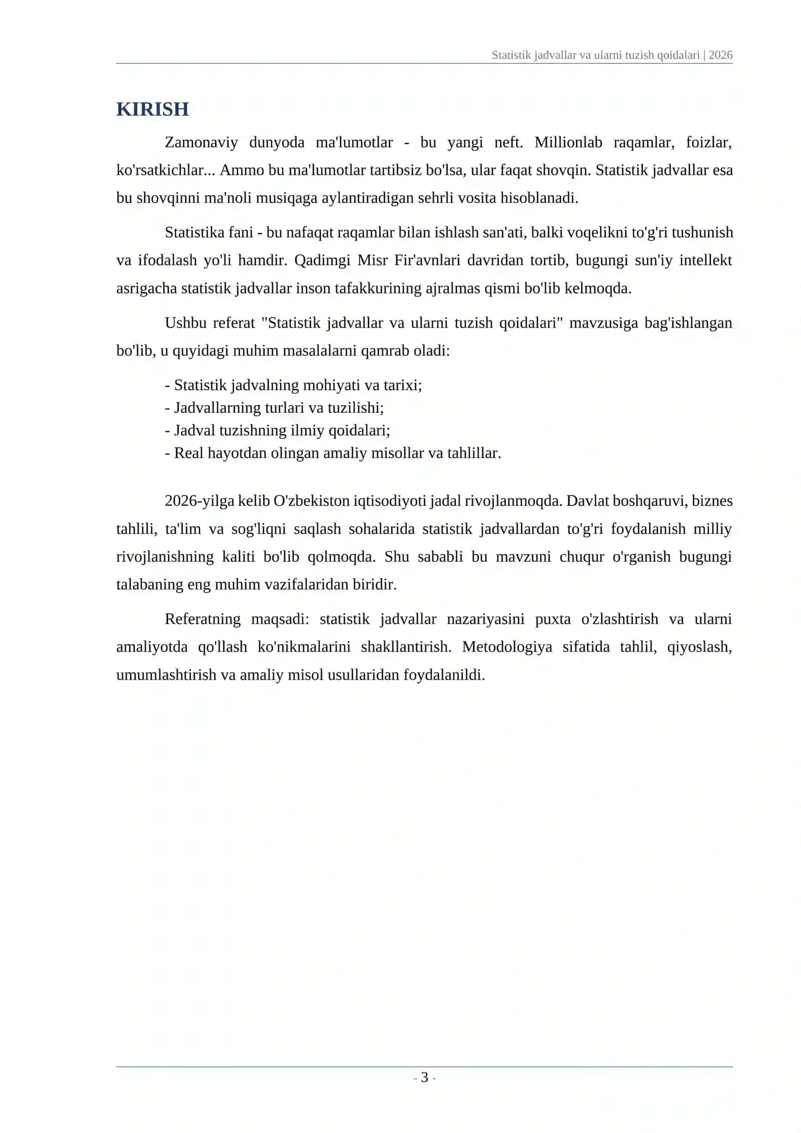 Statistik jadvallar va ularni tuzish qoidalari 3