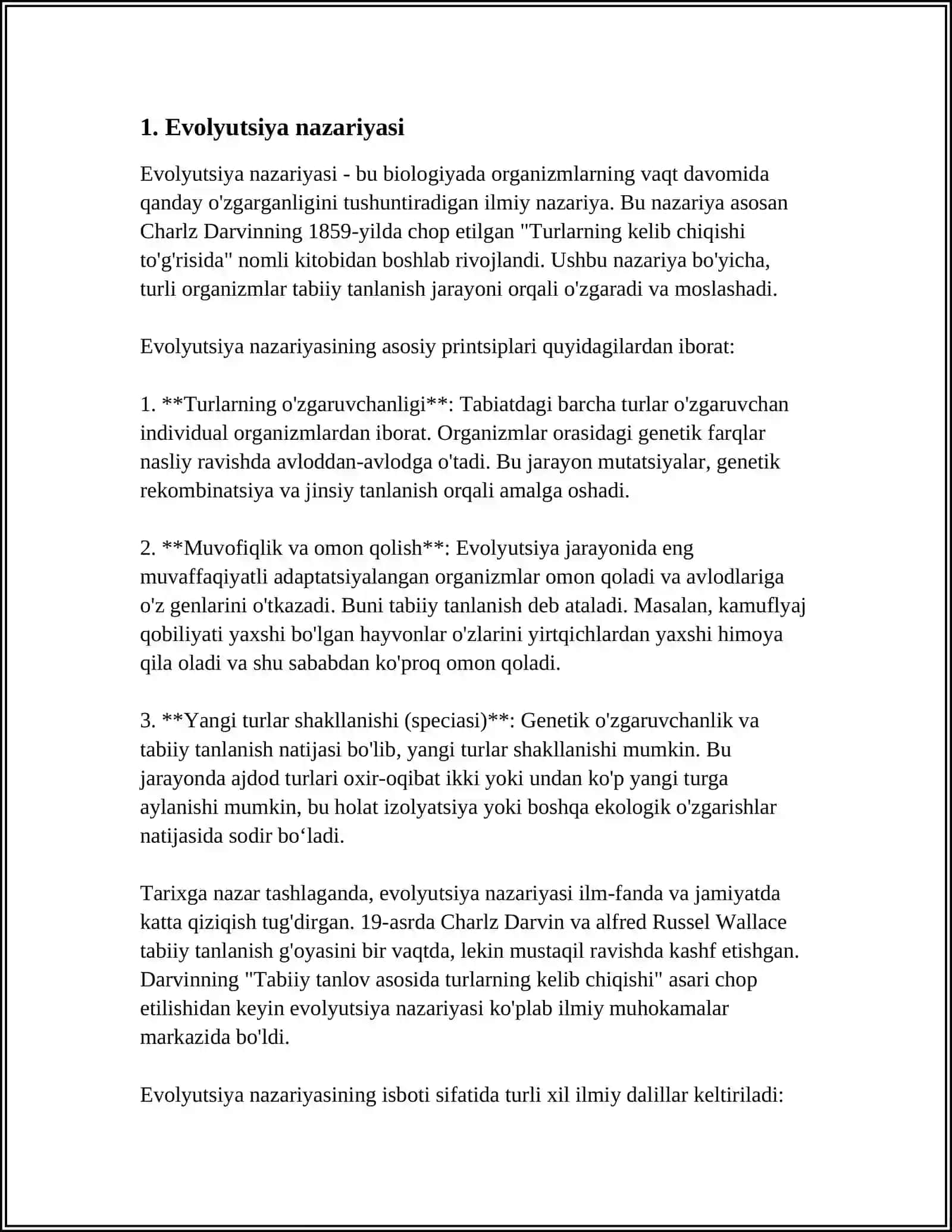 EVOLYUTSION O'ZGARISHLARNING TIPLARI.PARALLELIZM, KONVERGENSIYA DIVERGENSIYA 3