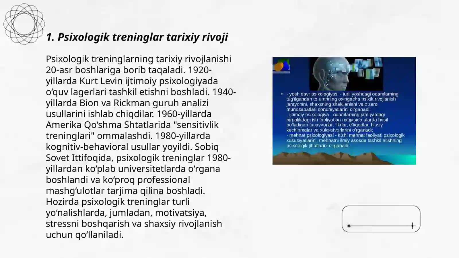 Psixologik treninglar tarixi 3