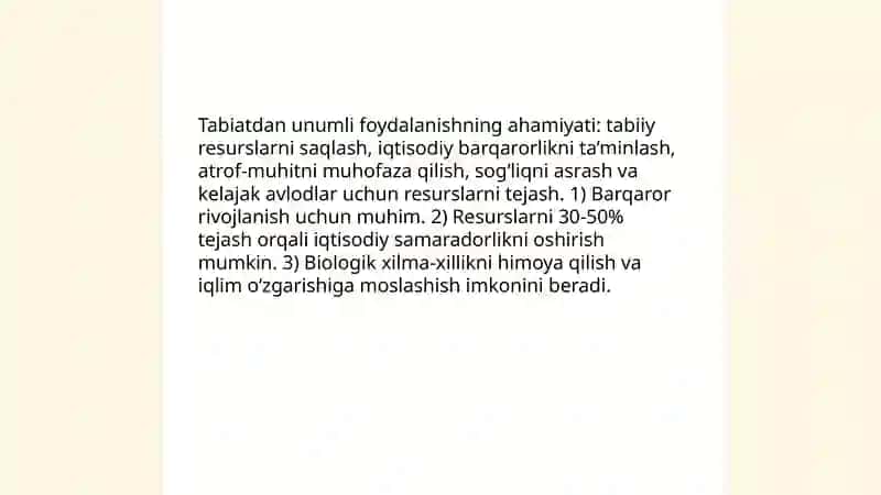 Tabiatdan unumli foydalanish 3