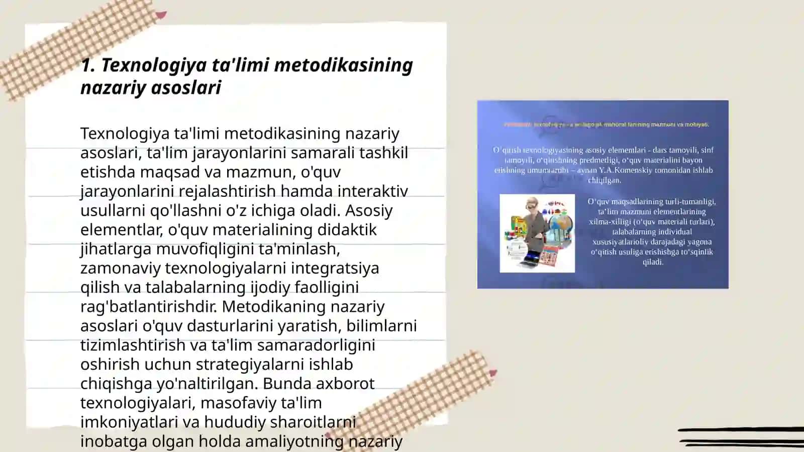 Texnologiyani o'qitish metodikasi 3