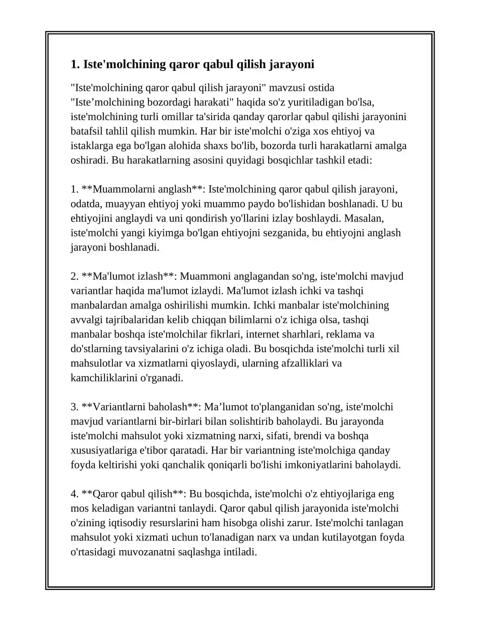 ISTEʼMOLCHINING BOZORDAGI HARAKATI 3