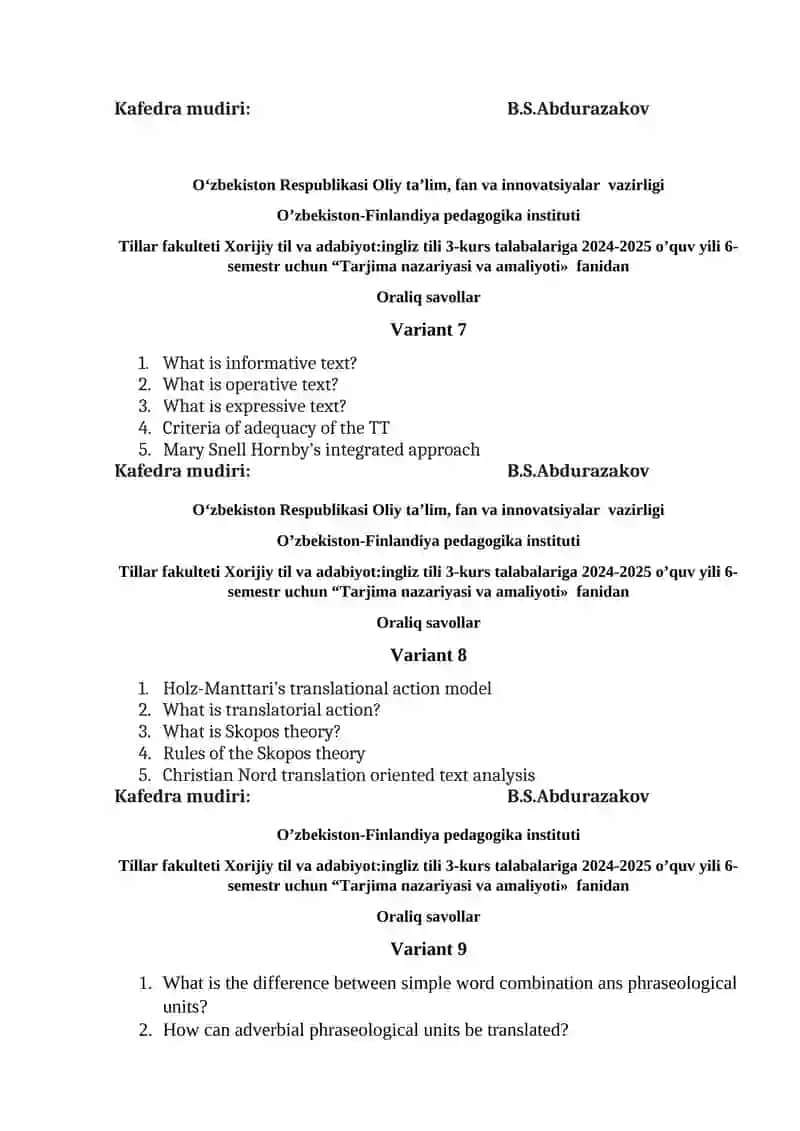 Tarjima nazariyasi va amaliyoti 3