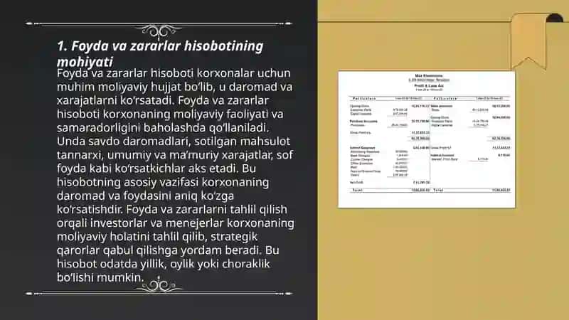 Foyda va zararlar hisobotini tuzish 3