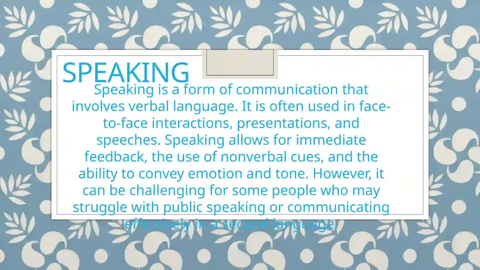 Speaking and Writing 3