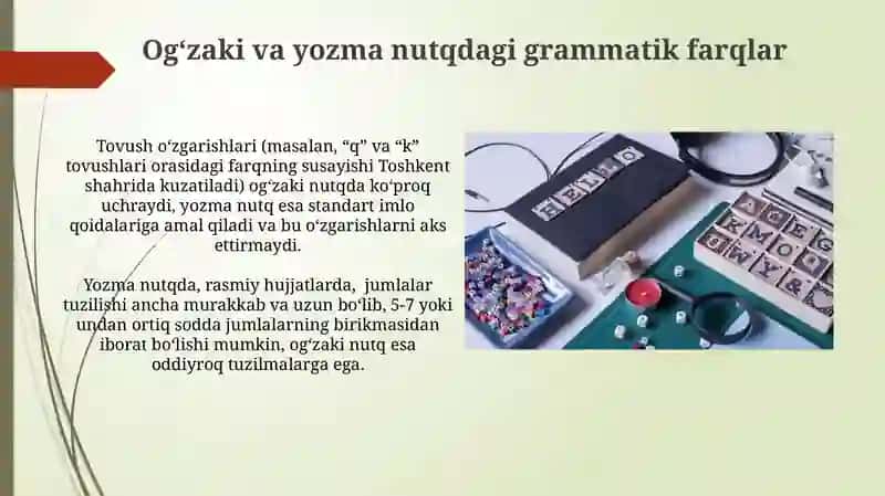 Hozirgi o‘zbek adabiy tilining og‘zaki va yozma shakllari 3
